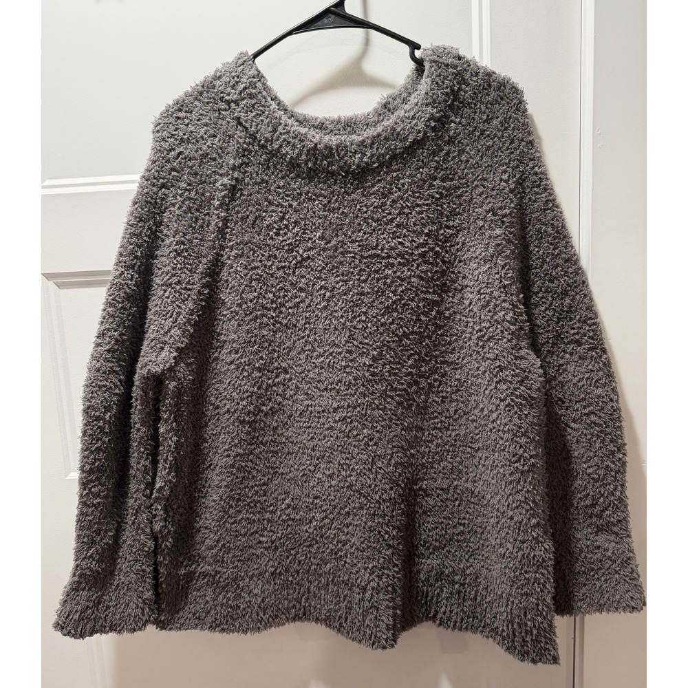 Altar'd State Women's Small Cozy Fuzzy Knit Pullover Sweater Gray Soft Warm